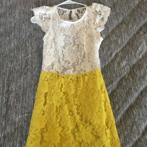 White and Yellow Lace Dress